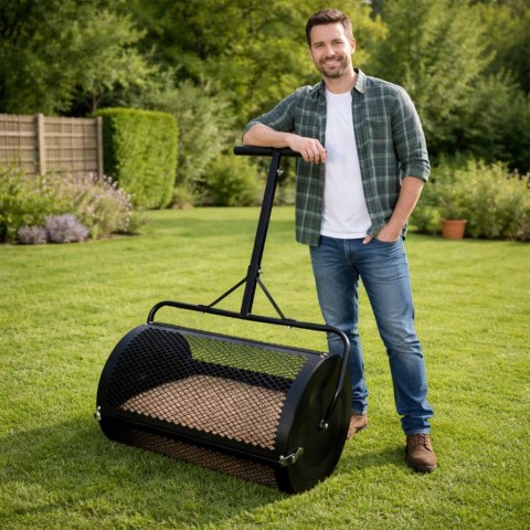 Rozsiewacz kompostu nawozu do trawnika LUARO walec siatkowy ogrodowy siewnik