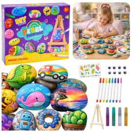 Zestaw Kreatywny DIY Malowanie Kamieni Pisaki Kleje Brokatowe