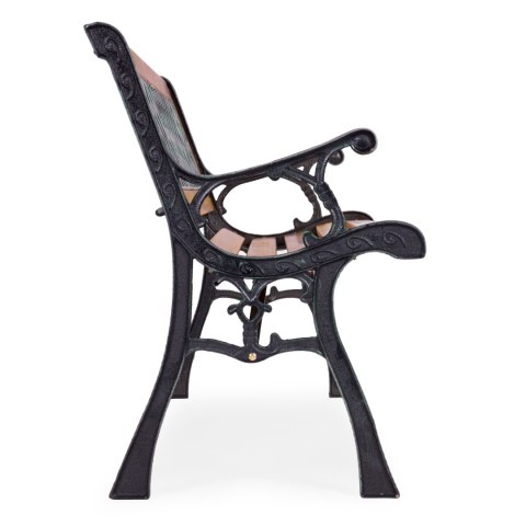 Drewniana ławka ogrodowa 126x51 cm z ażurowym oparciem i żeliwnymi nogami parkowa MultiGarden