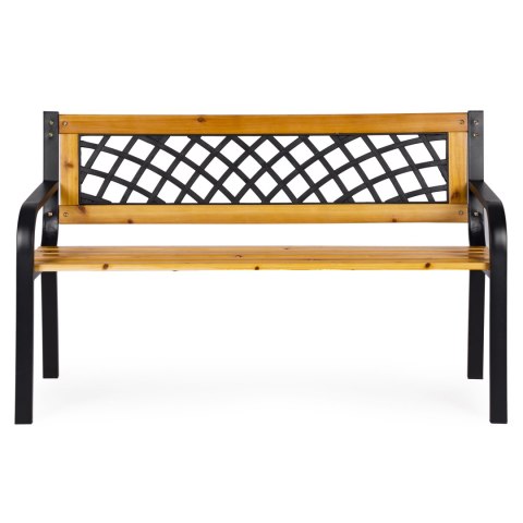 Drewniana ławka ogrodowa z ażurowym oparciem 118x52 cm parkowa MultiGarden