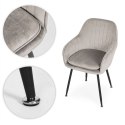 Krzesło tapicerowane welurowe nowoczesne do jadalni salonu jasny szary ModernHome