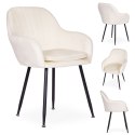 Krzesło tapicerowane welurowe nowoczesne do jadalni salonu kremowe ModernHome