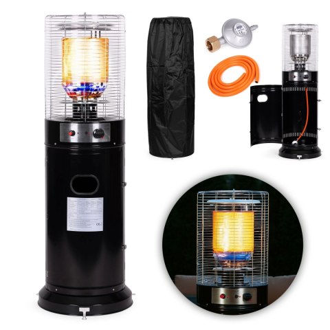 Ogrzewacz gazowy grzejnik 11 kW szklany na ogród patio reduktor wąż pokrowiec MultiGarden