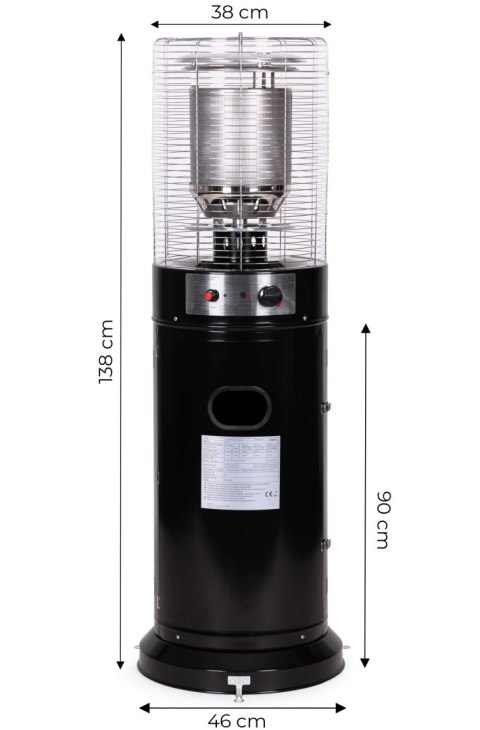 Ogrzewacz gazowy grzejnik 11 kW szklany na ogród patio reduktor wąż pokrowiec MultiGarden