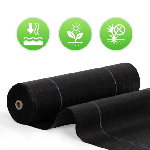 Agrowłóknina czarna agrotkanina UV 150g mata antychwastowa 1,6x50m kołki MulltiGarden