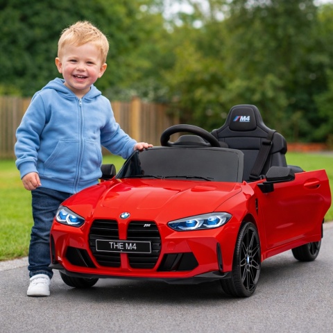 BMW m4 CZERWONY Auto na akumulator EVA Skóra pilot
