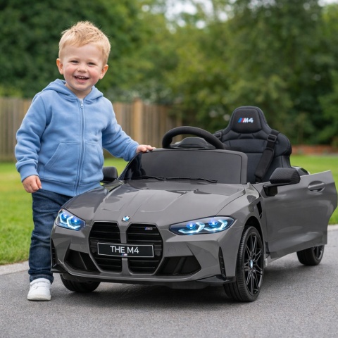 BMW m4 SZARY Auto na akumulator, Pilot, Światła, Muzyka, Koła EVA