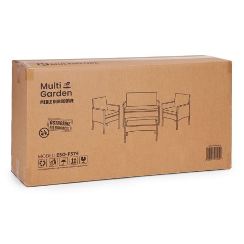 Komplet mebli ogrodowych z technorattanu ławka stolik krzesła czarny MultiGarden