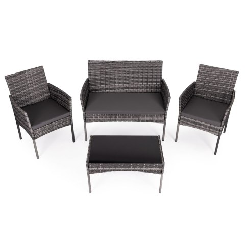 Komplet mebli ogrodowych z technorattanu ławka stolik krzesła szary MultiGarden