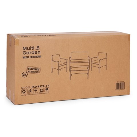 Komplet mebli ogrodowych z technorattanu ławka stolik krzesła szary MultiGarden