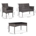 Komplet mebli ogrodowych z technorattanu ławka stolik krzesła szary MultiGarden