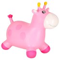 Skoczek dla dzieci do skakania z pompką gumowy różowa żyrafa