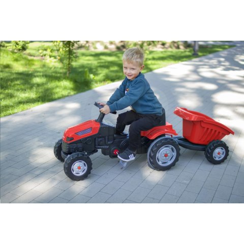 WOOPIE Traktor MAX na pedały z przyczepą czerwony
