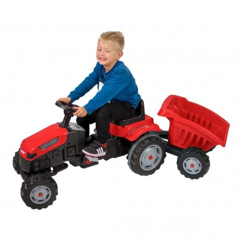 WOOPIE Traktor MAX na pedały z przyczepą czerwony