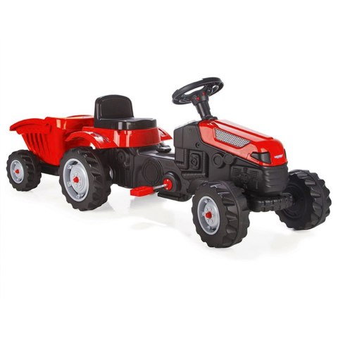 WOOPIE Traktor MAX na pedały z przyczepą czerwony