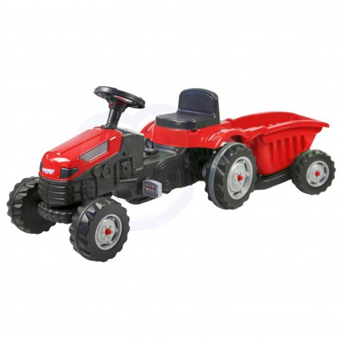 WOOPIE Traktor MAX na pedały z przyczepą czerwony