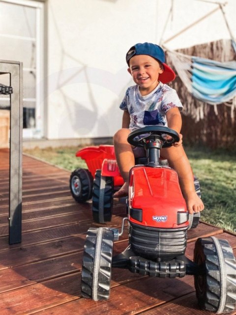 WOOPIE Traktor MAX na pedały z przyczepą czerwony