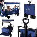 Wózek transportowy LUARO plażowy składany z daszkiem i siatką granatowy