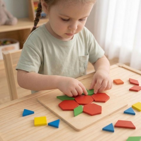 Drewniana Mozaika Geometryczna Viga Toys Układanka Logiczna Klocki 148 el