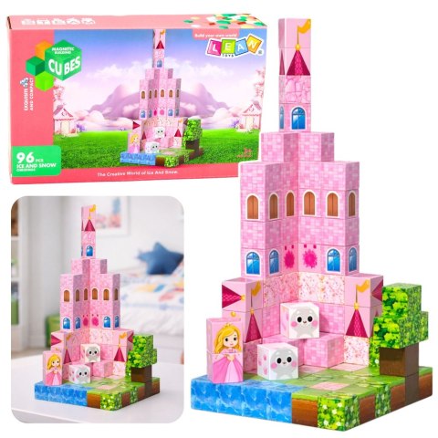 Klocki Magnetyczne Konstrukcyjne Piksele Sześciany Zamek Księżniczki 96 el.
