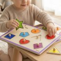 VIGA Drewniane Kolorowe Puzzle Z Pinezkami Kształty