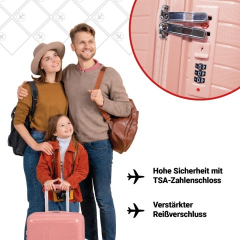 Walizki podróżne na kółkach twarde usztywniane komplet 3 sztuk walizek turystyczych