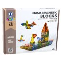 Zestaw Klocki Magnetyczne Konstrukcyjne Figury Kształty 3D Kolorowe 78 el.
