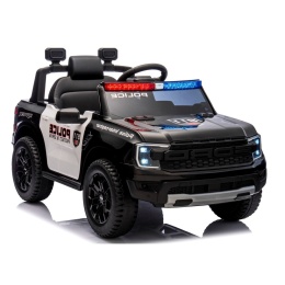 FORD RANGER Raptor CZARNY POLICE Auto na akumulator EVA Skóra pilot AKUMULATOR LION
