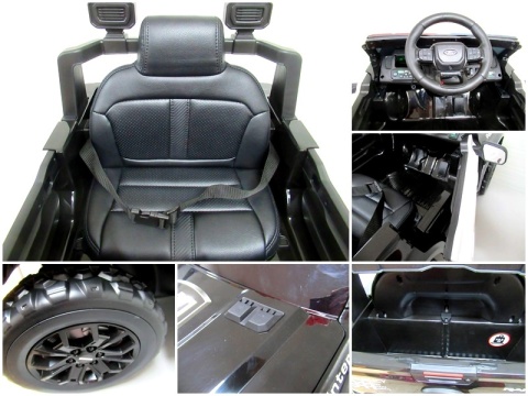 FORD RANGER Raptor CZARNY POLICE Auto na akumulator EVA Skóra pilot AKUMULATOR LION