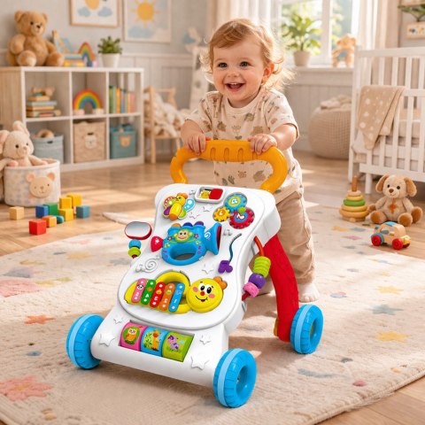 Pchacz Chodzik Edukacyjny Interaktywny Muzyczny Panel 3W1 Dźwięki