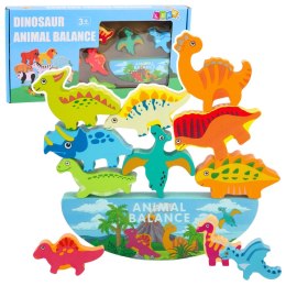 Wieża Z Dinozaurów Gra Równowagi Zręczność Drewniane Klocki Układanka 12el.