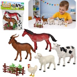 Zestaw Figurki Zwierzęta Domowe Gospodarskie Farma Drzewka Płot 13 el.