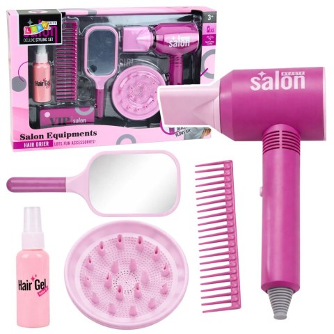 Zestaw Fryzjerski Salon Dla Dzieci Suszarka Lusterko Grzebień Akcesoria