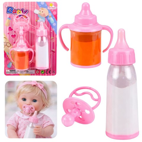 Zestaw Magiczne Butelki Dla Lalek Niemowlaka Soczek Mleko Smoczek 3 szt.