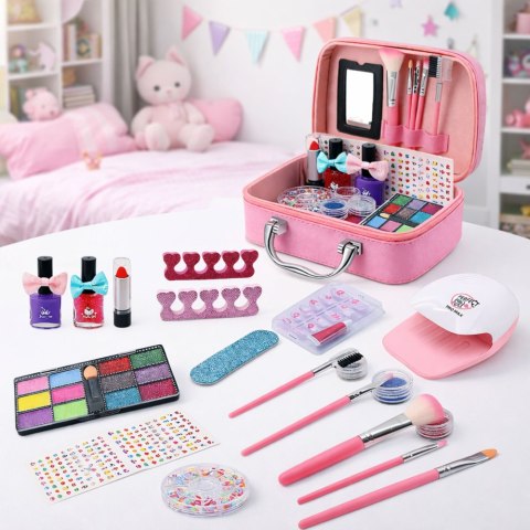 Zestaw Piękności Kosmetyczka Dla Dzieci Akcesoria Do Paznokci Suszarka 20el.