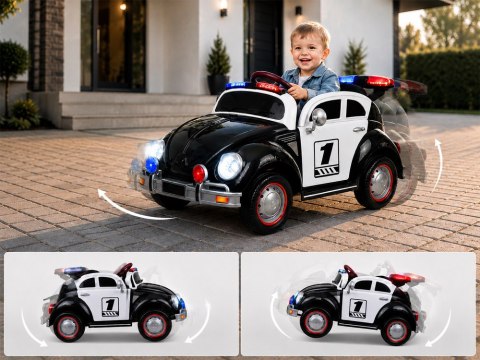 Autko na akumulator dla dziecka radiowóz garbus POLICJA bujanie PA0350