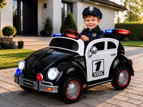 Autko na akumulator dla dziecka radiowóz garbus POLICJA bujanie PA0350