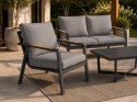 Zestaw mebli ogrodowych Industrial Frame 4w1 aluminium Sofa + 2 Fotele + Stolik