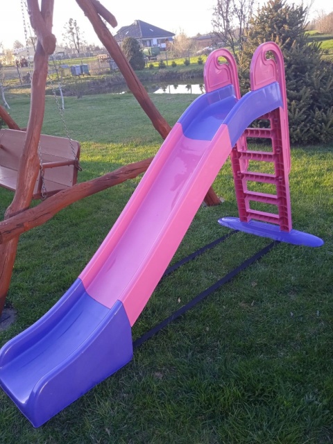 Największa solidna zjeżdżalnia dla dzieci 243 cm (różowo/fioletowa) OUTLET