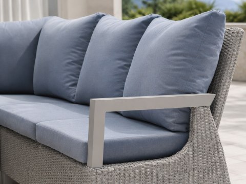 Zestaw mebli ogrodowych Royal Comfort techorattan szary + Duży Narożnik + Regulowany Stół + 13 Poduszek