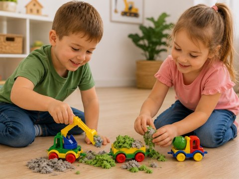 Piasek dynamiczny Plac Budowy-zestaw sensoryczny z pojazdami Wader ZA6194
