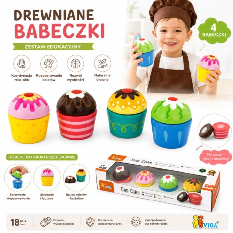 Viga Drewniane Ciasteczka Babeczki 6 szt
