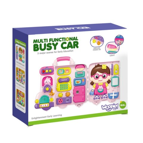 WOOPIE Interaktywna Tablica Manipulacyjna Busy Car Walizka 3w1 Dźwięk Światło