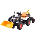 Super DWUSTRONNY traktor na akumulator ze spychaczem, koparką i przyczepą/BEJ1588