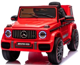 Mercedes AMG G63 4x4 czerwony Piankowe koła Eva, miękki fotelik Licencja LION