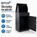 Skrzynka na paczki BITUX 90L stalowa zamykana czarna wodoodporna 53x41x76,5