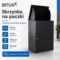 Skrzynka na paczki BITUX 90L stalowa zamykana czarna wodoodporna 53x41x76,5
