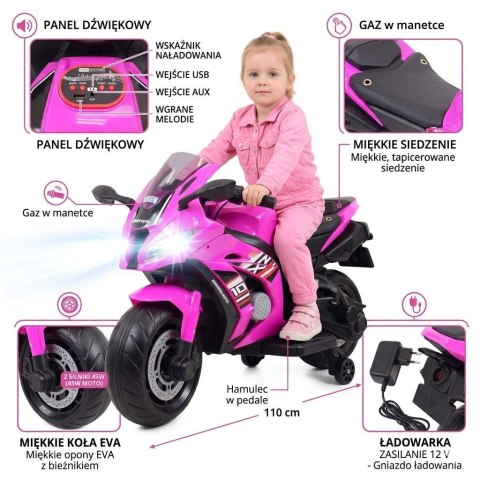 Wielki motor ścigacz ma akumulator, miękkie koła, miękkie siedzenie/OZB909