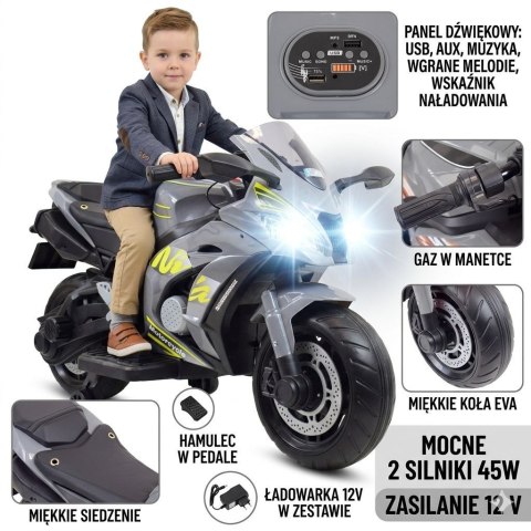 Wielki motor ścigacz ma akumulator, miękkie koła, miękkie siedzenie/OZB909
