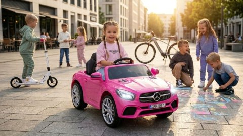 Mercedes SL500 Auto na akumulator dla dzieci Koła EVA Skóra Różowy